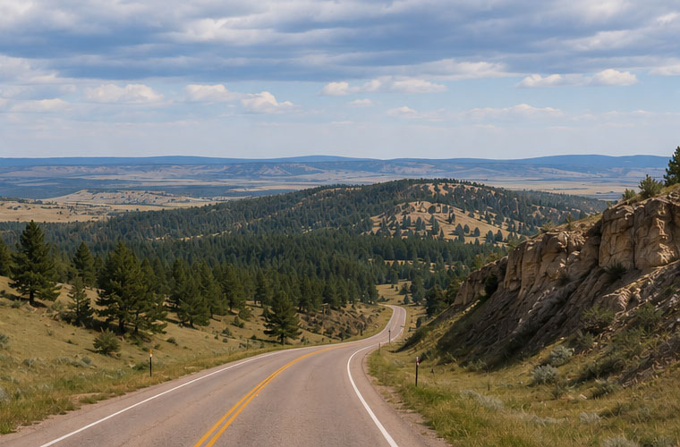 Route from Ekalaka to Broadus, MT
